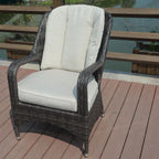 Fauteuil de jardin en osier marron 2 pièces avec coussin