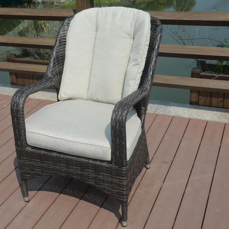 Fauteuil de jardin en osier marron 2 pièces avec coussin