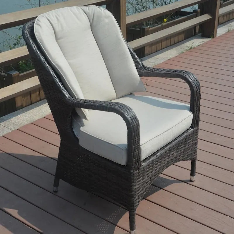 Fauteuil de jardin en osier marron 2 pièces avec coussin