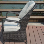 Fauteuil de jardin en osier marron 2 pièces avec coussin