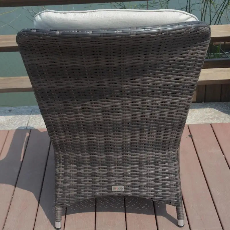 Fauteuil de jardin en osier marron 2 pièces avec coussin