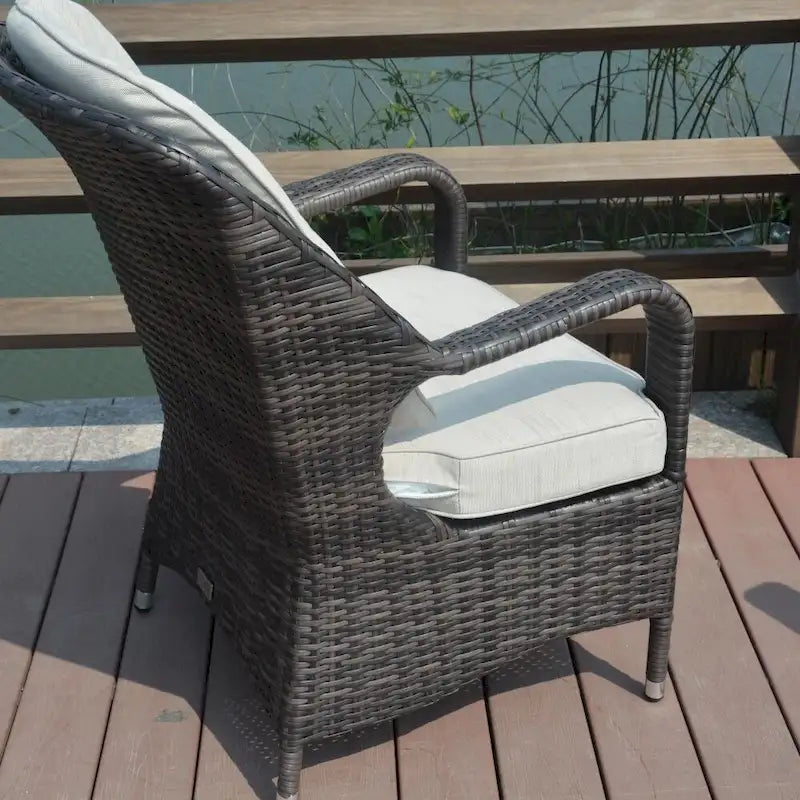 Fauteuil de jardin en osier marron 2 pièces avec coussin