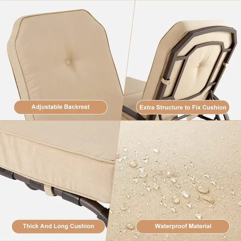 Chaise longue de patio réglable AECOJOY (ensemble de 2)