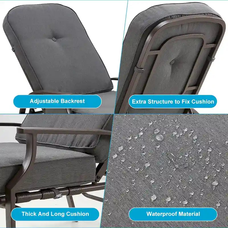 Chaise longue de patio réglable AECOJOY (ensemble de 2)