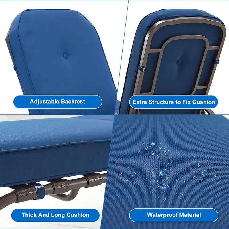 Chaise longue de patio réglable AECOJOY (ensemble de 2)