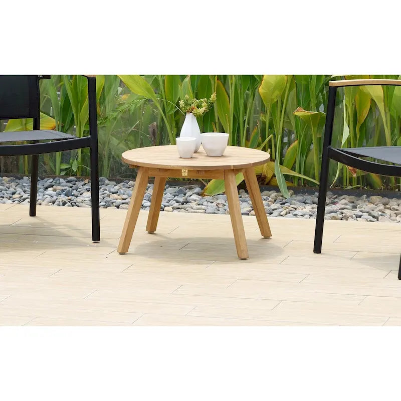 Table d'appoint ronde Amazonia Zanzibar, finition teck - 13 cm (H) x 20 cm (L) x 20 cm (l)