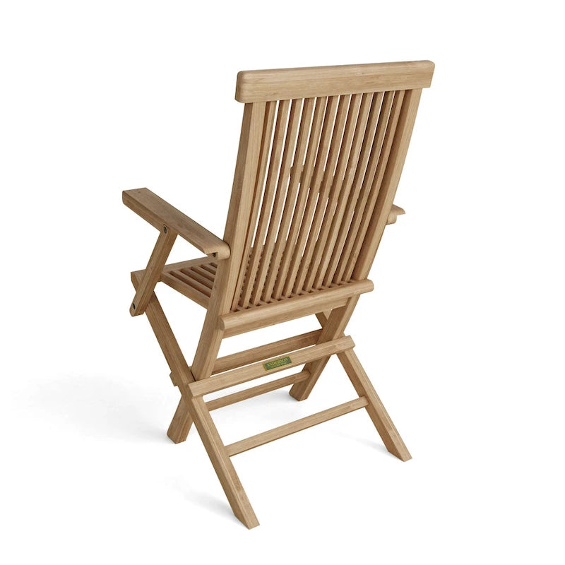 Chaise de salle à manger d'extérieur classique en teck - Pliable (lot de 2)
