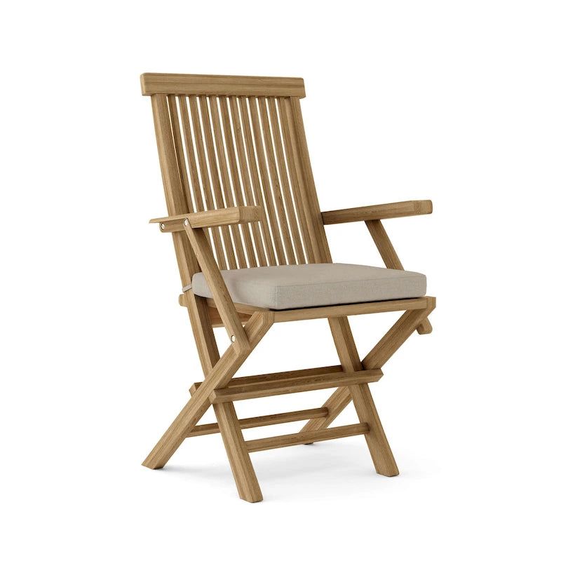 Chaise de salle à manger d'extérieur classique en teck - Pliable (lot de 2)