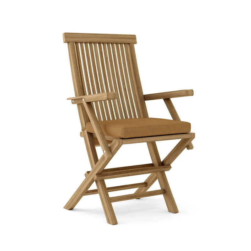 Chaise de salle à manger d'extérieur classique en teck - Pliable (lot de 2)