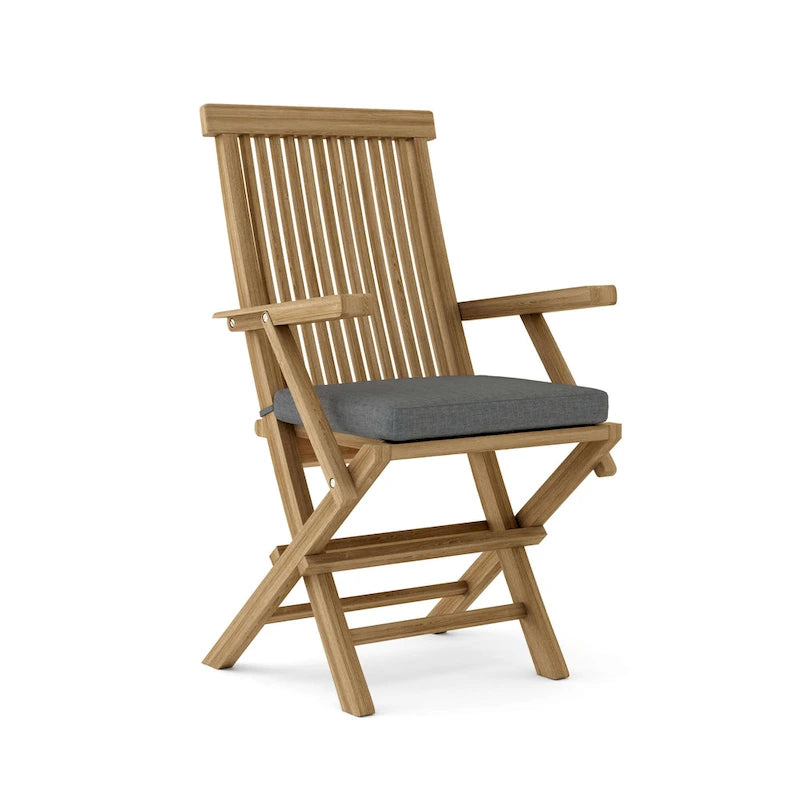 Chaise de salle à manger d'extérieur classique en teck - Pliable (lot de 2)