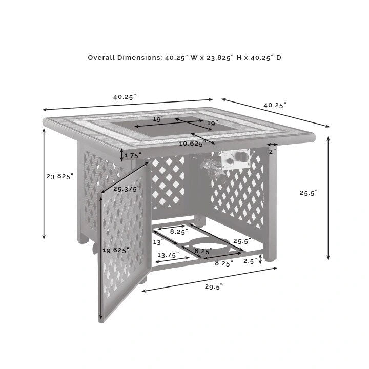 Ensemble de canapés d'extérieur en résine tressée Crosley Bradenton 5 pièces avec table de feu