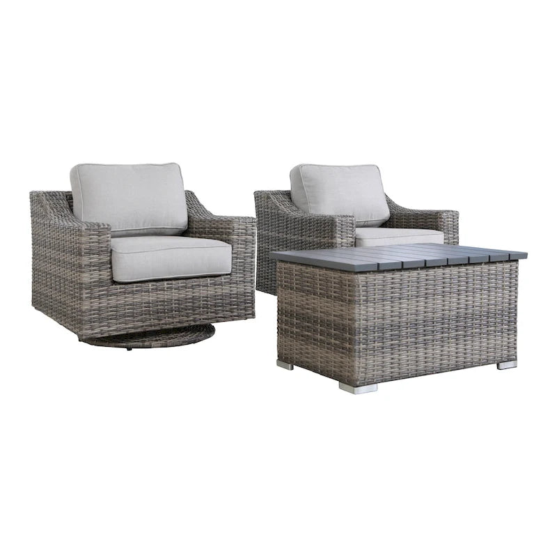 Canapé d'angle pivotant à bascule gris 3 pièces avec coussin