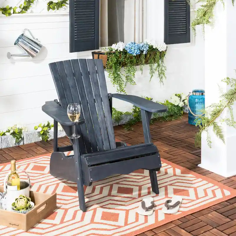 Chaise Adirondack d'extérieur SAFAVIEH en bois d'acacia philippin - 76 cm (L) x 81 cm (P) x 94 cm (H)