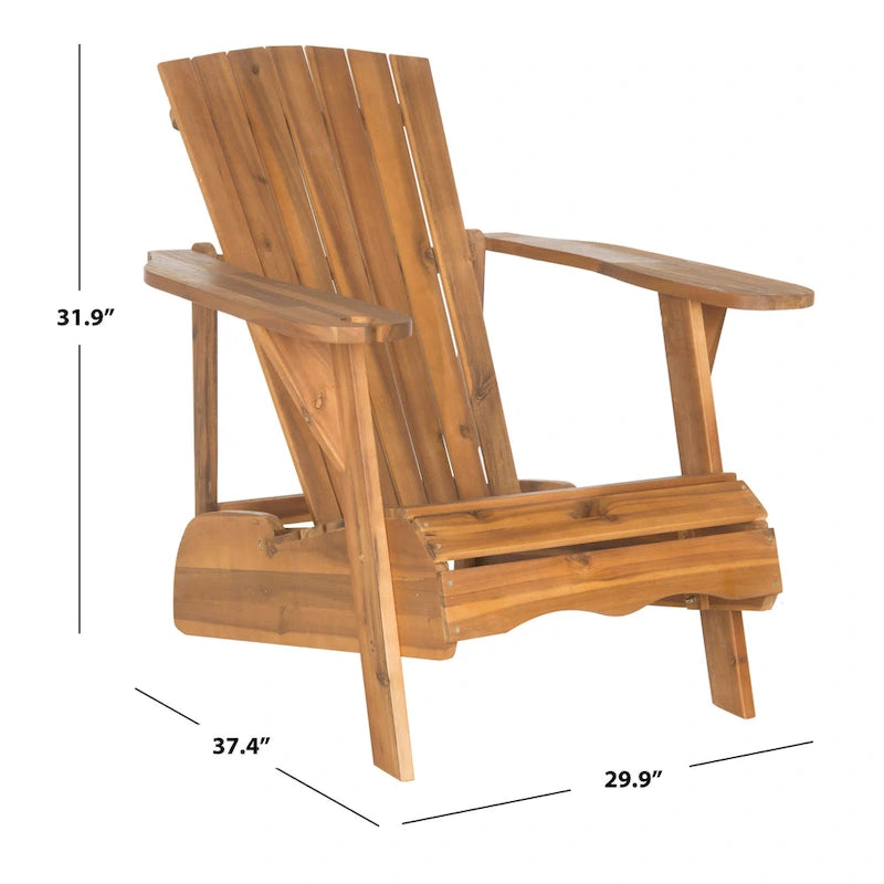 Chaise Adirondack d'extérieur SAFAVIEH en bois d'acacia philippin - 76 cm (L) x 81 cm (P) x 94 cm (H)