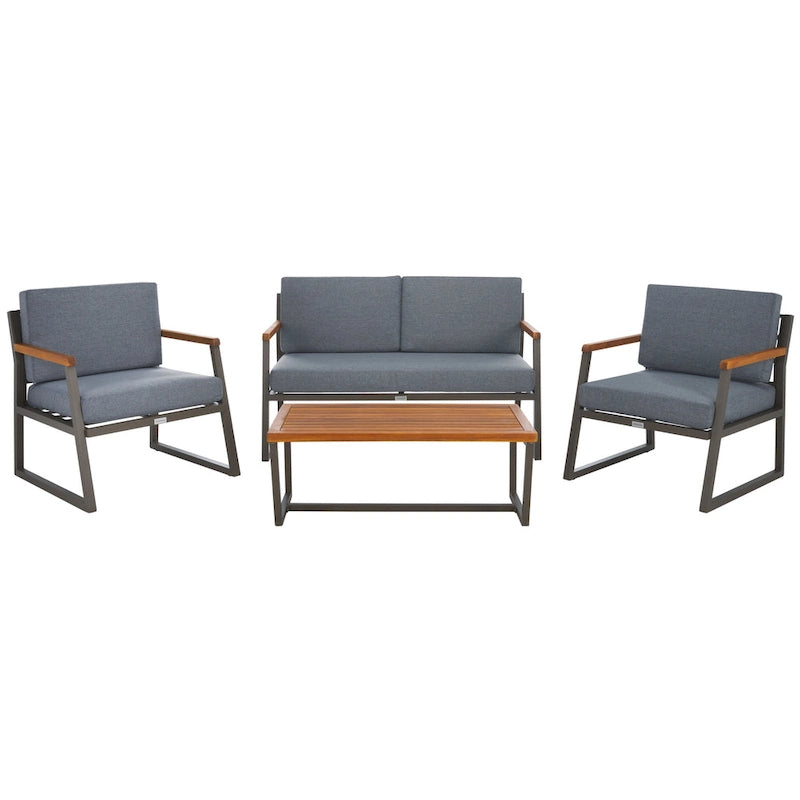 Ensemble de conversation de patio extérieur Ulviyya 4 pièces SAFAVIEH - 48 po L x 27 po P x 28 po H