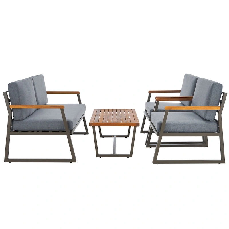 Ensemble de conversation de patio extérieur Ulviyya 4 pièces SAFAVIEH - 48 po L x 27 po P x 28 po H