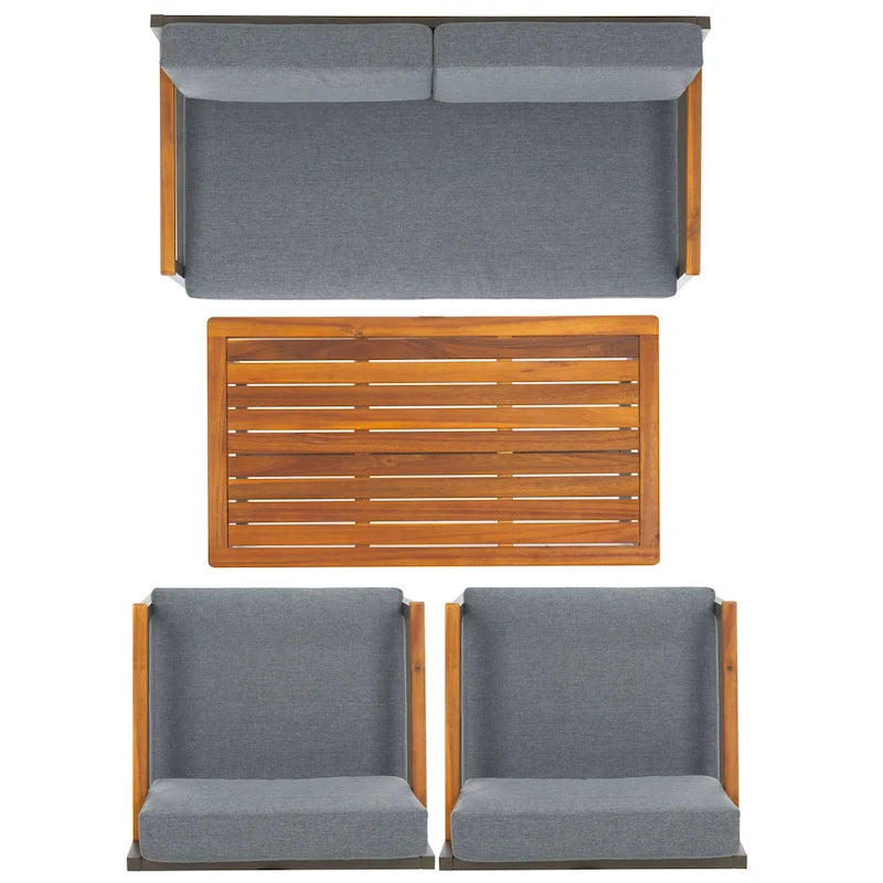 Ensemble de conversation de patio extérieur Ulviyya 4 pièces SAFAVIEH - 48 po L x 27 po P x 28 po H
