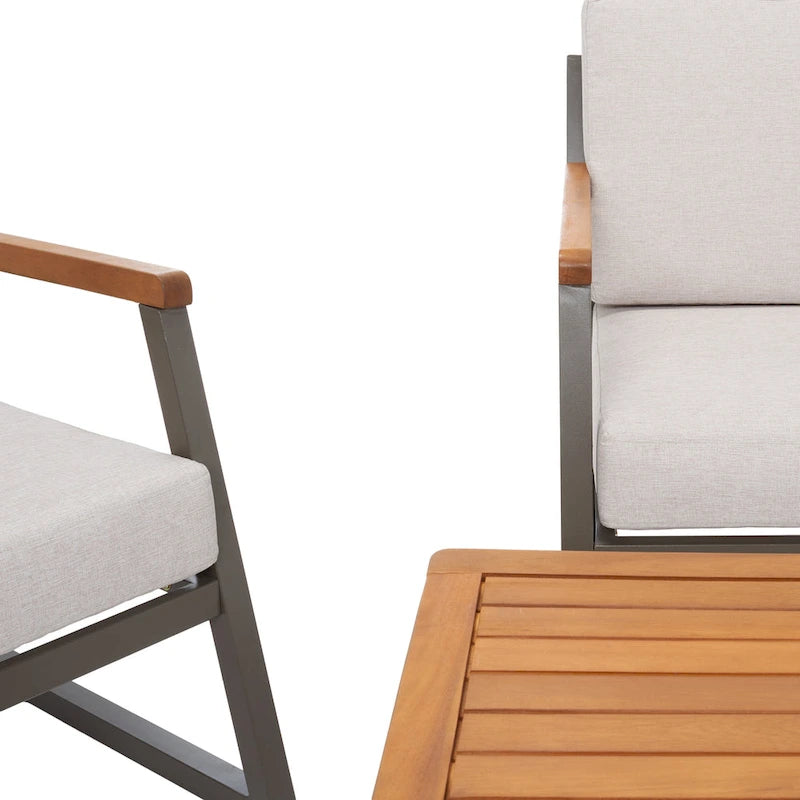 Ensemble de conversation de patio extérieur Ulviyya 4 pièces SAFAVIEH - 48 po L x 27 po P x 28 po H