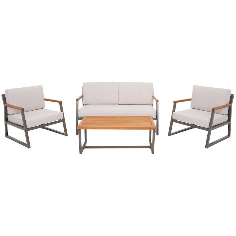 Ensemble de conversation de patio extérieur Ulviyya 4 pièces SAFAVIEH - 48 po L x 27 po P x 28 po H