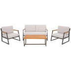 Ensemble de conversation de patio extérieur Ulviyya 4 pièces SAFAVIEH - 48 po L x 27 po P x 28 po H