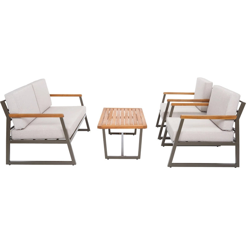 Ensemble de conversation de patio extérieur Ulviyya 4 pièces SAFAVIEH - 48 po L x 27 po P x 28 po H