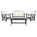 Ensemble de conversation de patio extérieur SAFAVIEH Nayely 4 pièces en bois massif d'acacia - 40 po L x 20 po P x 17 po H