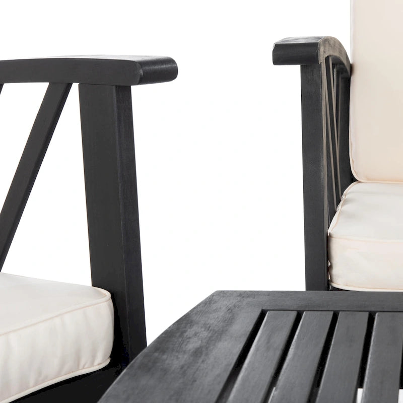 Ensemble de conversation de patio extérieur SAFAVIEH Nayely 4 pièces en bois massif d'acacia - 40 po L x 20 po P x 17 po H