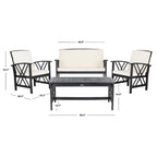 Ensemble de conversation de patio extérieur SAFAVIEH Nayely 4 pièces en bois massif d'acacia - 40 po L x 20 po P x 17 po H