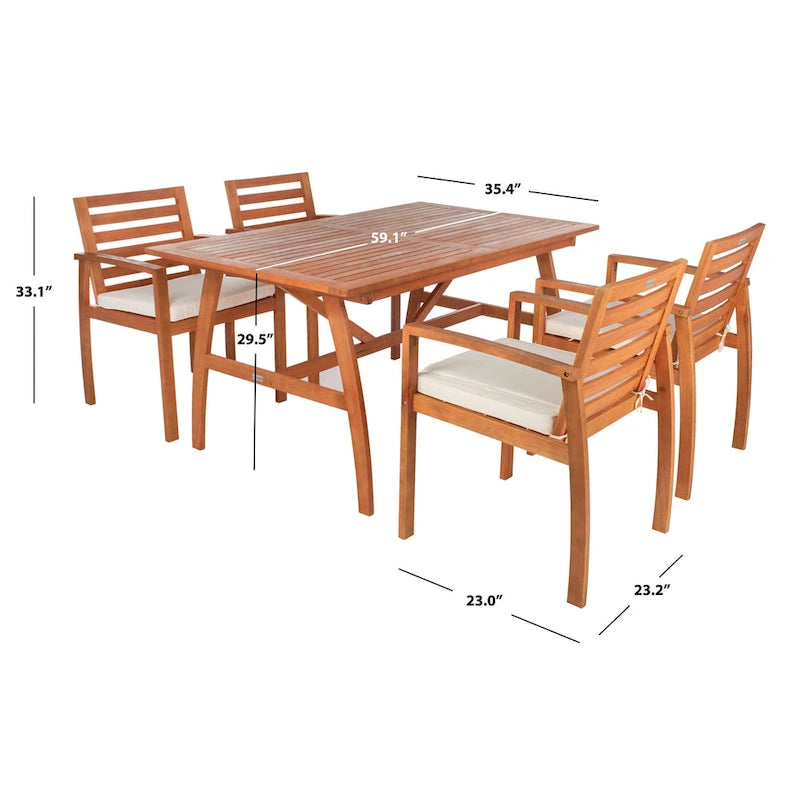 Ensemble de salle à manger d'extérieur SAFAVIEH Silviana 5 pièces - 150 cm (L) x 89 cm (P) x 76 cm (H)
