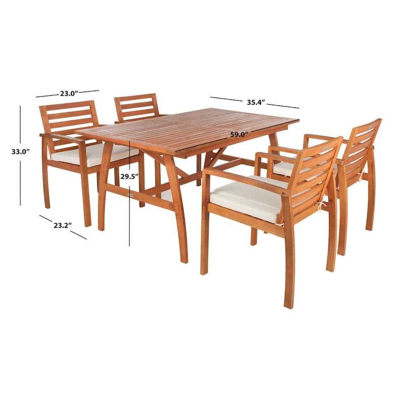 Ensemble de salle à manger d'extérieur SAFAVIEH Silviana 5 pièces - 150 cm (L) x 89 cm (P) x 76 cm (H)