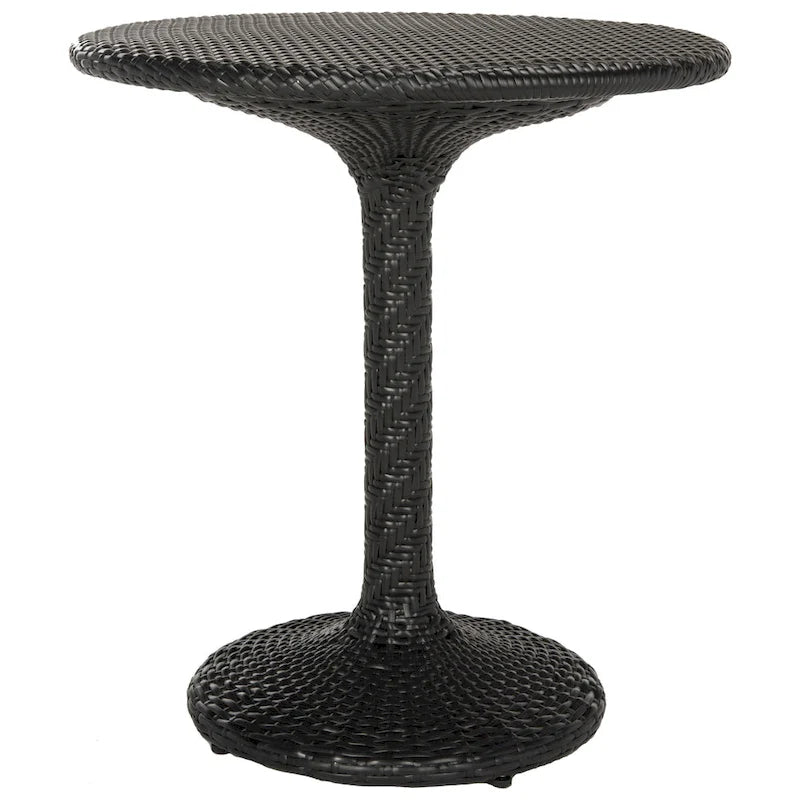 Table bistro d'extérieur SAFAVIEH en rotin noir et osier - 65 x 65 x 74 cm (27 po L x 22 po P x 28 po H)