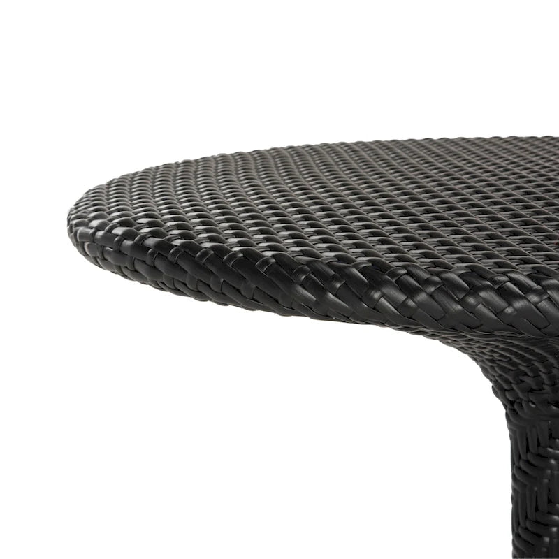 Table bistro d'extérieur SAFAVIEH en rotin noir et osier - 65 x 65 x 74 cm (27 po L x 22 po P x 28 po H)