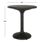 Table bistro d'extérieur SAFAVIEH en rotin noir et osier - 65 x 65 x 74 cm (27 po L x 22 po P x 28 po H)