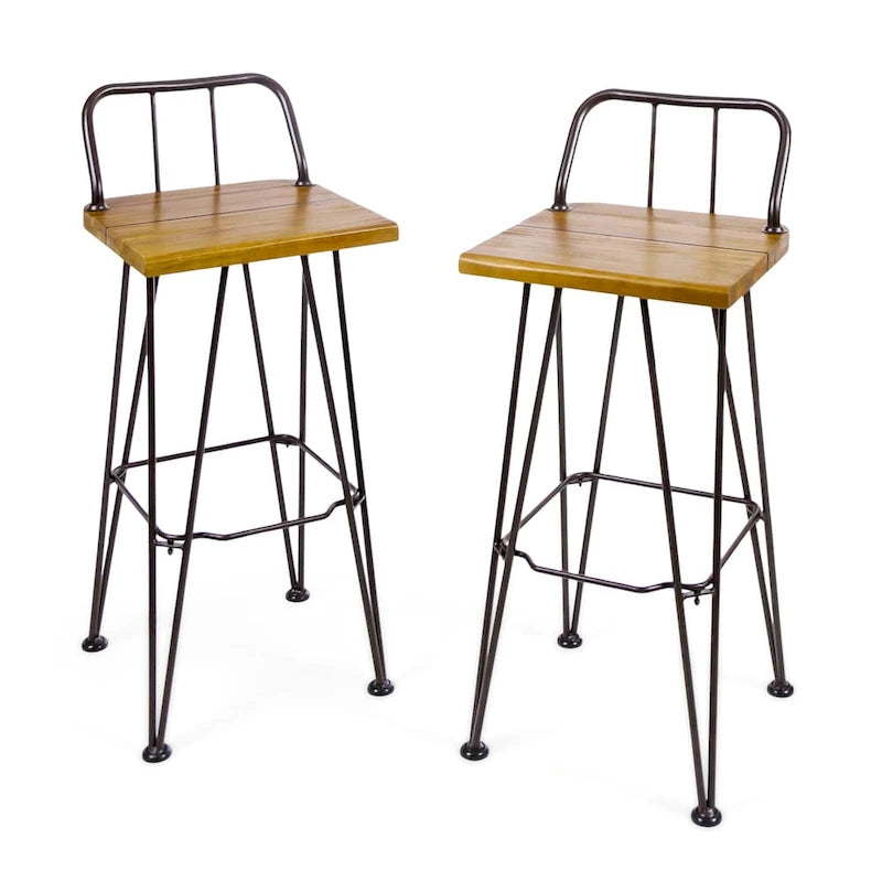 Tabourets de bar industriels d'extérieur Denali en bois (lot de 2) par Christopher Knight Home