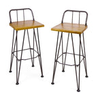 Tabourets de bar industriels d'extérieur Denali en bois (lot de 2) par Christopher Knight Home