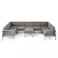 Ensemble canapé d'angle moderne d'extérieur 9 places en aluminium en forme de U avec pouf, par Christopher Knight Home, Cape Coral