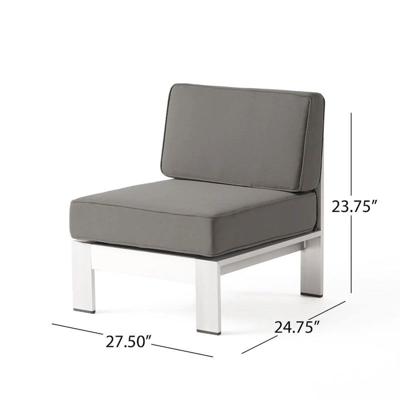 Ensemble canapé d'angle moderne d'extérieur 9 places en aluminium en forme de U avec pouf, par Christopher Knight Home, Cape Coral