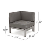 Ensemble canapé d'angle moderne d'extérieur 9 places en aluminium en forme de U avec pouf, par Christopher Knight Home, Cape Coral