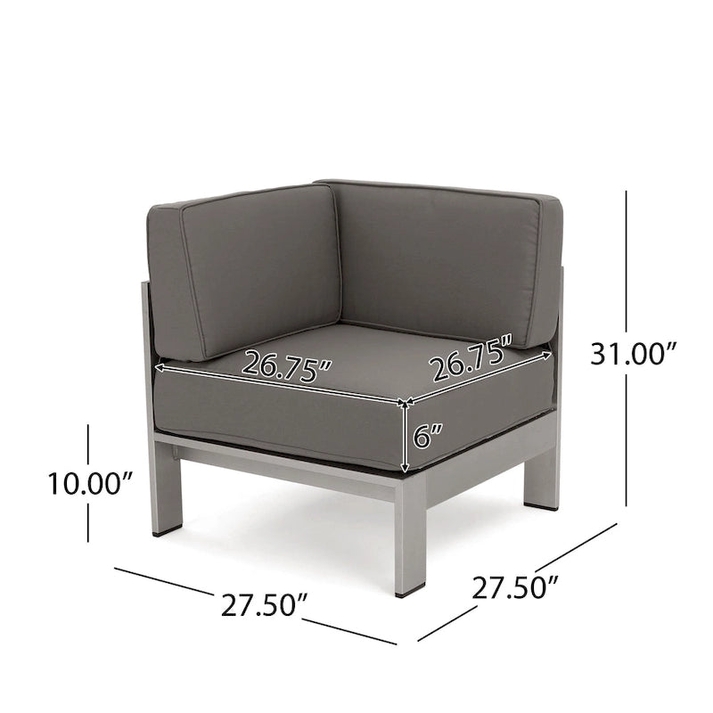 Ensemble canapé d'angle moderne d'extérieur 9 places en aluminium en forme de U avec pouf, par Christopher Knight Home, Cape Coral