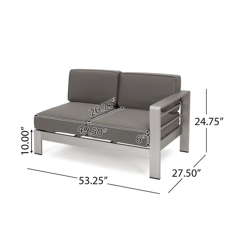 Ensemble canapé d'angle moderne d'extérieur 9 places en aluminium en forme de U avec pouf, par Christopher Knight Home, Cape Coral