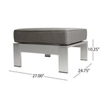 Ensemble canapé d'angle moderne d'extérieur 9 places en aluminium en forme de U avec pouf, par Christopher Knight Home, Cape Coral