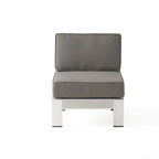 Ensemble canapé d'angle moderne d'extérieur 9 places en aluminium en forme de U avec pouf, par Christopher Knight Home, Cape Coral