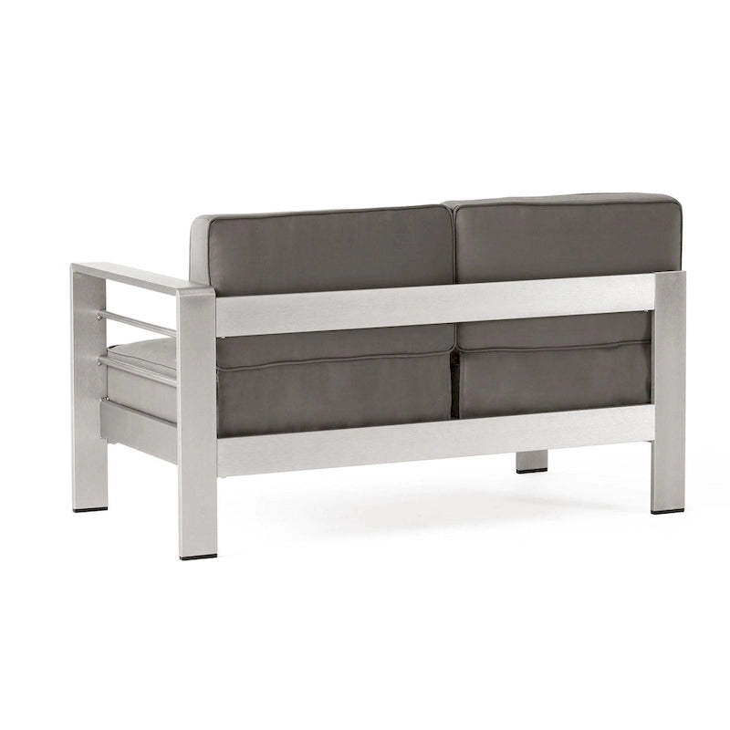 Ensemble canapé d'angle moderne d'extérieur 9 places en aluminium en forme de U avec pouf, par Christopher Knight Home, Cape Coral