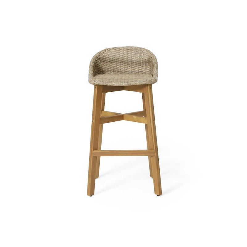 Tabourets de bar d'extérieur en osier Cayuga et bois d'acacia de Christopher Knight Home