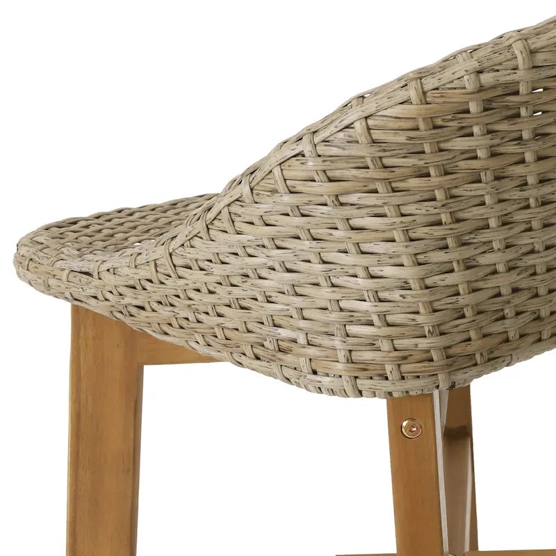 Tabourets de bar d'extérieur en osier Cayuga et bois d'acacia de Christopher Knight Home