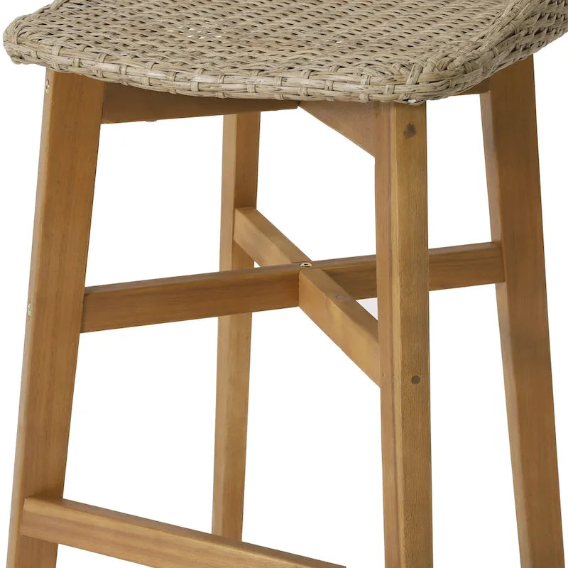 Tabourets de bar d'extérieur en osier Cayuga et bois d'acacia de Christopher Knight Home