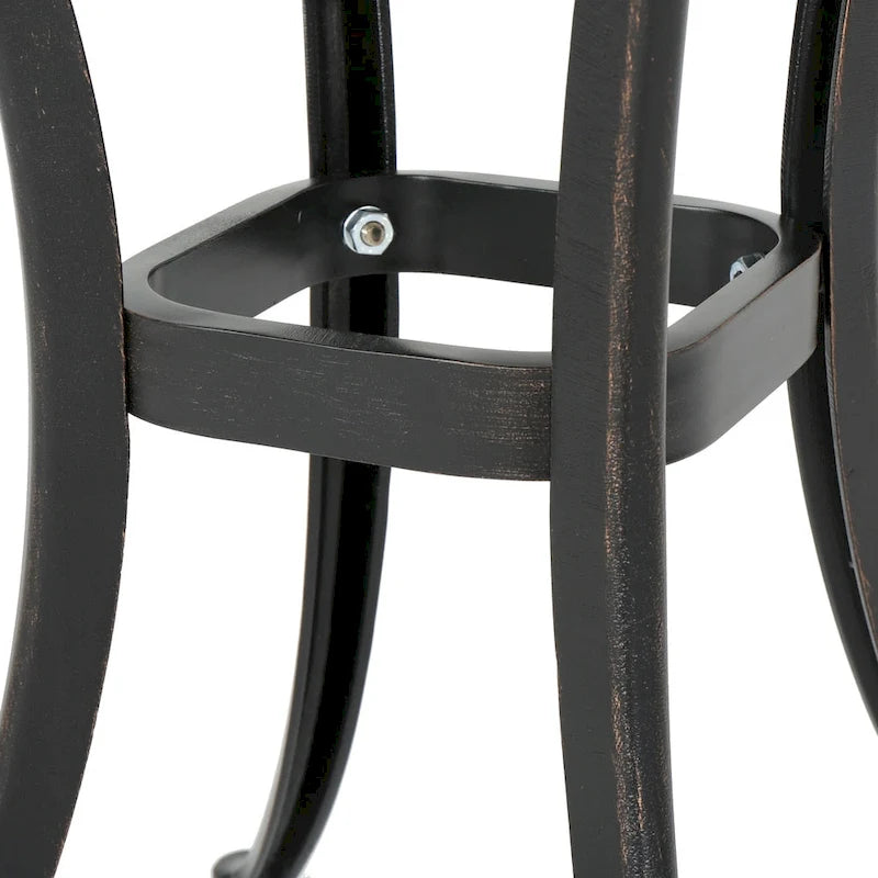 Table bistro d'extérieur Ava en fonte d'aluminium avec seau à glace, par Christopher Knight Home - 53,3 cm (P) x 53,3 cm (L) x 63,5 cm (H)