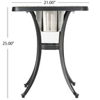 Table bistro d'extérieur Ava en fonte d'aluminium avec seau à glace, par Christopher Knight Home - 53,3 cm (P) x 53,3 cm (L) x 63,5 cm (H)