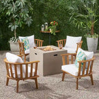 Ensemble de fauteuils club 4 places en bois d'acacia et foyer extérieur Ridgeview par Christopher Knight Home