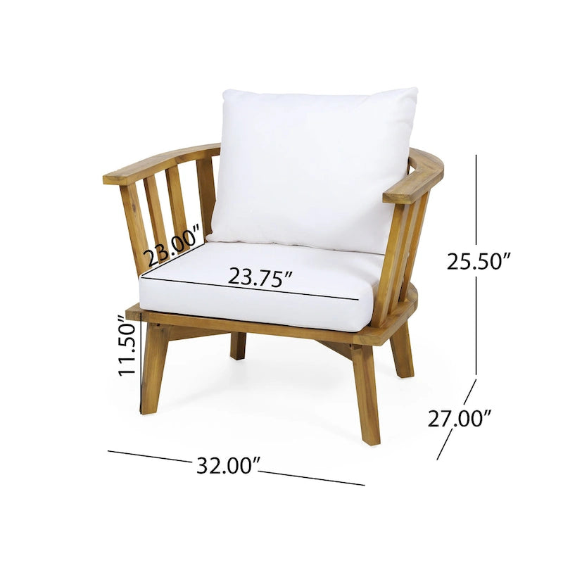 Ensemble de fauteuils club 4 places en bois d'acacia et foyer extérieur Ridgeview par Christopher Knight Home
